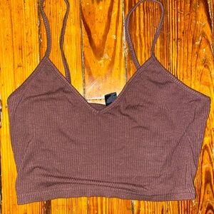 Brown cropped tank top, small, SHEIN